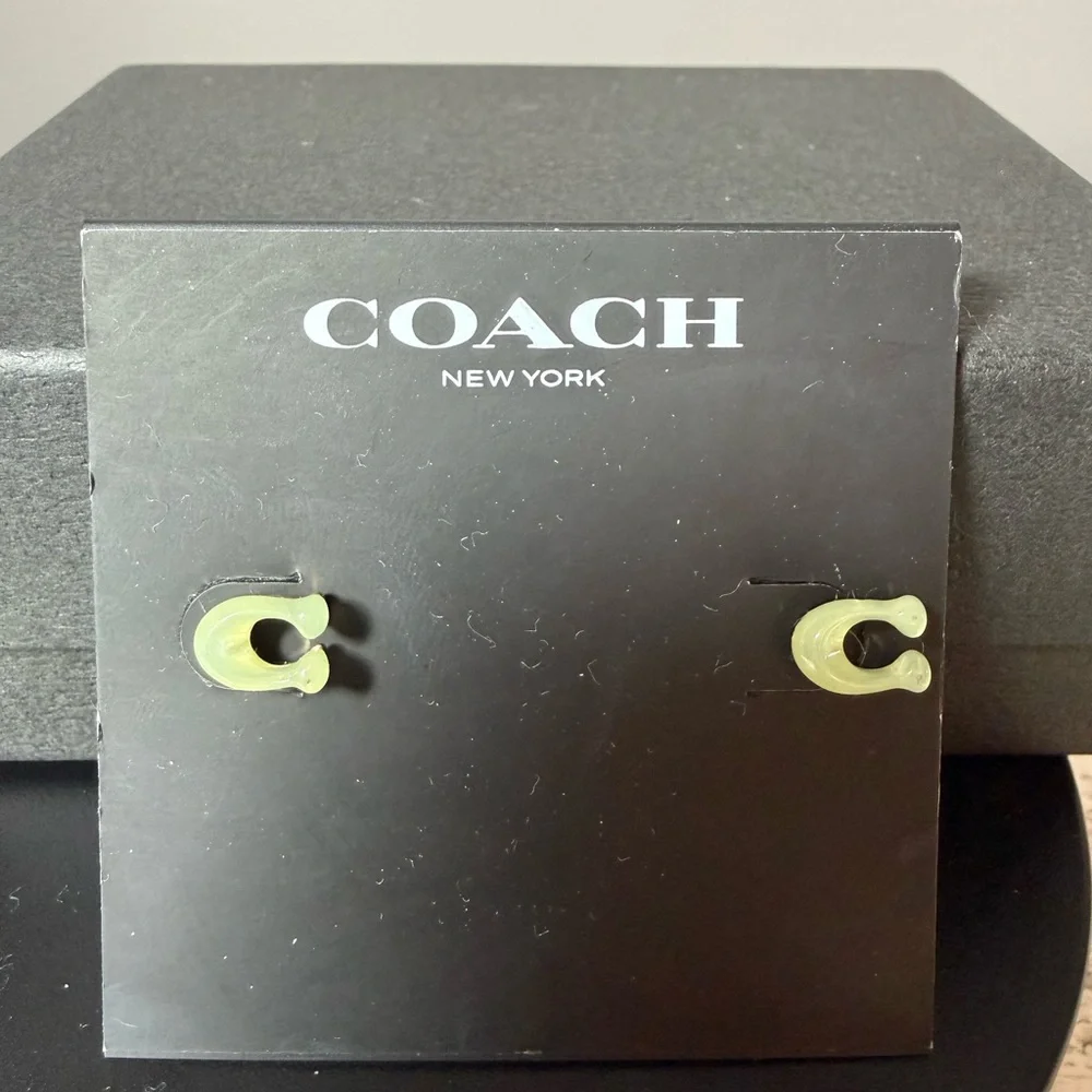 Coach Iridescent C-Shaped Stud Earrings (RETAILS $45) NWT - Picture 1 of 4